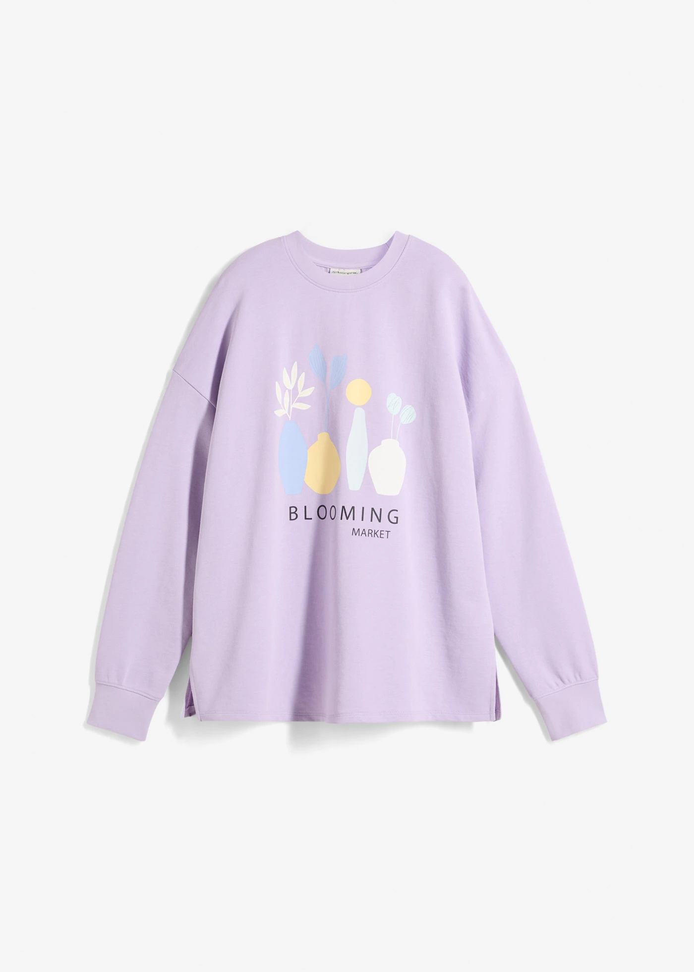 Bluză casual oversize din amestec cu bumbac • liliachiu pastel cu imprimeu • magazin bonprix