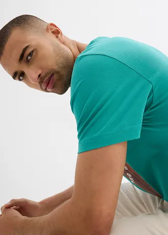 Tričko z čisté organické bavlny, Slim Fit • matně tyrkysová • bonprix obchod