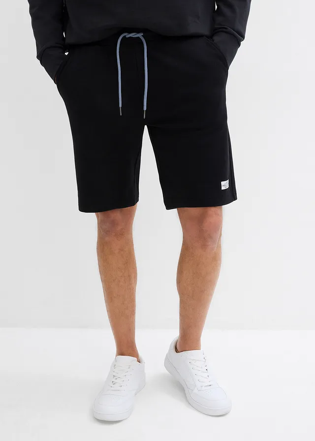 Sweat bermuda (set van 2), Kleur: rookblauw+zwart