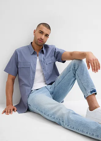 Chemise manches courtes 100 % coton • bleu fumé • Boutique bonprix