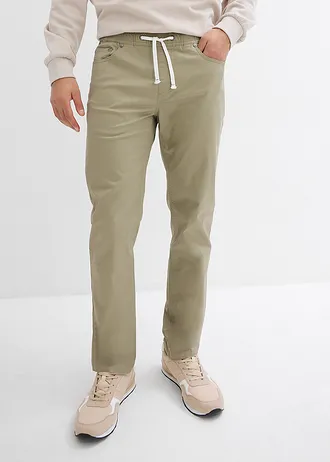Strečové kalhoty bez zapínání,  Regular Fit, Straight, barva: nová khaki