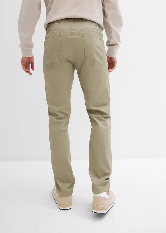 Regular fit stretch instapbroek, straight, Kleur: new kaki