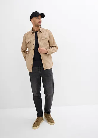 Košile s dlouhým rukávem a sepraným vzhledem, z čisté bavlny • nová béžová used • bonprix obchod