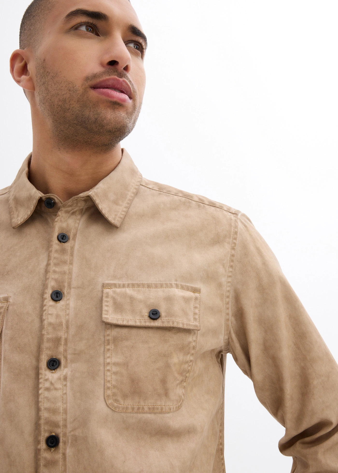 Košile s dlouhým rukávem a sepraným vzhledem, z čisté bavlny • nová béžová used • bonprix obchod