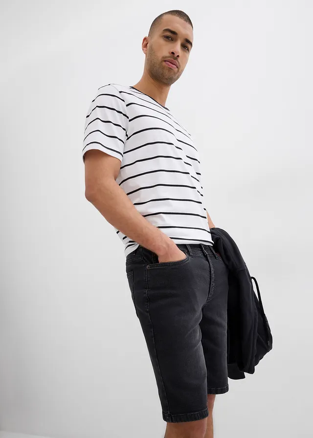 Lot de 2 bermudas en jean extensible, regular • bleu foncé denim + noir denim • product-page.page-title-suffix