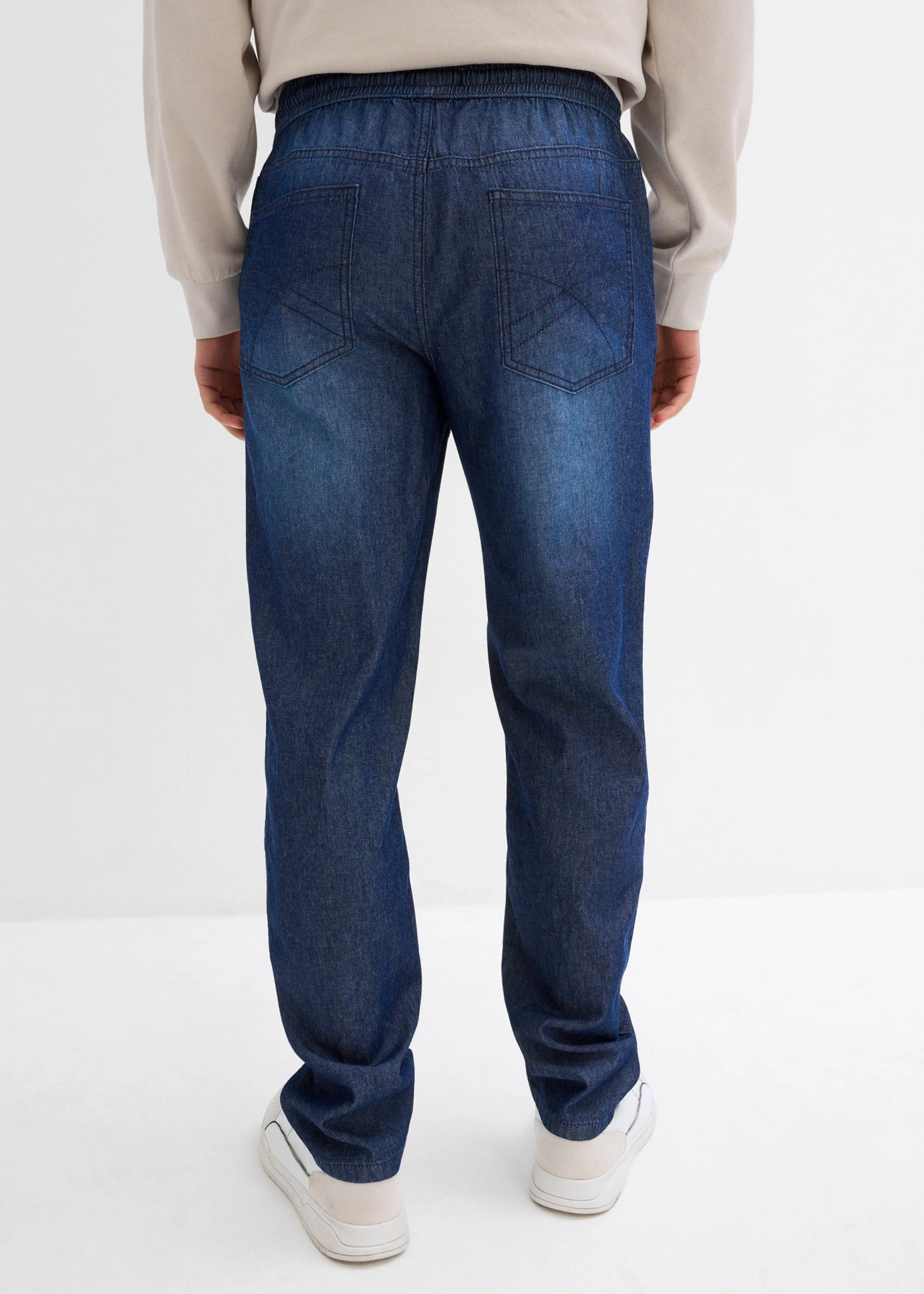 Lot de 2 jeans légers à taille élastiquée, fuselés • bleu foncé denim + gris foncé denim • product-page.page-title-suffix