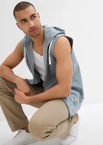 Sweatvest met capuchon in een zachte katoenmix • loodgrijs • bonprix online shop