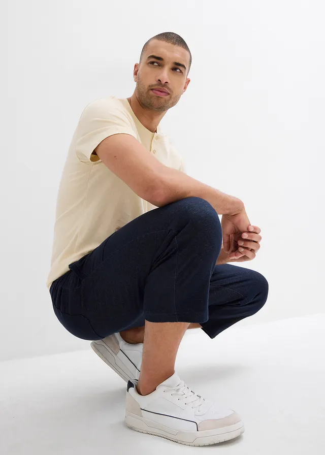 Pantalon sweat 3/4 effet jean, taille élastiquée • bleu foncé • product-page.page-title-suffix