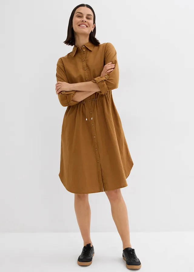 Robe-chemise en lin et coton • cognac • product-page.page-title-suffix