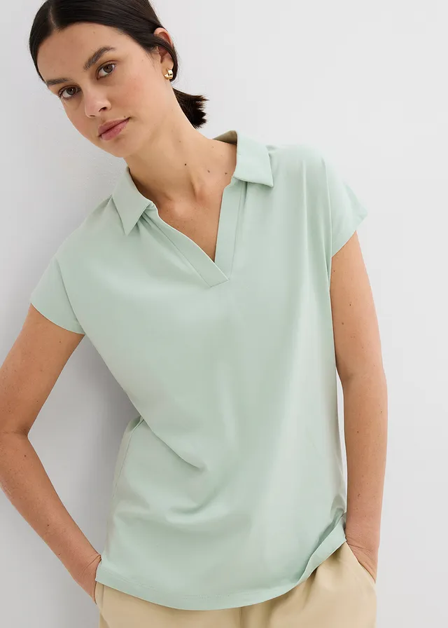 T-shirt à col polo ouvert • roseau clair • product-page.page-title-suffix
