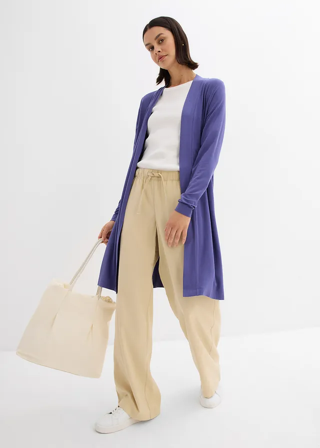 Lang shirtvest van zachte viscose donker pacific