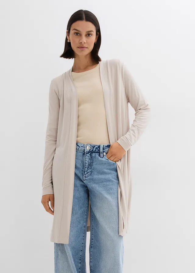 Lang shirtvest van zachte viscose, Kleur: steengrijs