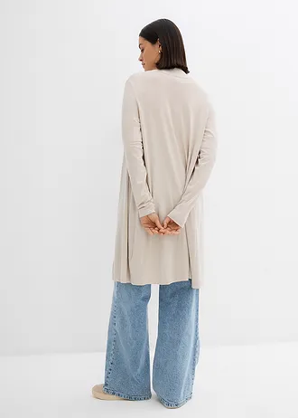 Gilet long et doux, Couleur: gris pierre