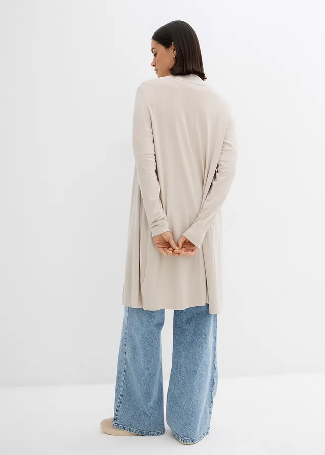 Lang shirtvest van zachte viscose, Kleur: steengrijs
