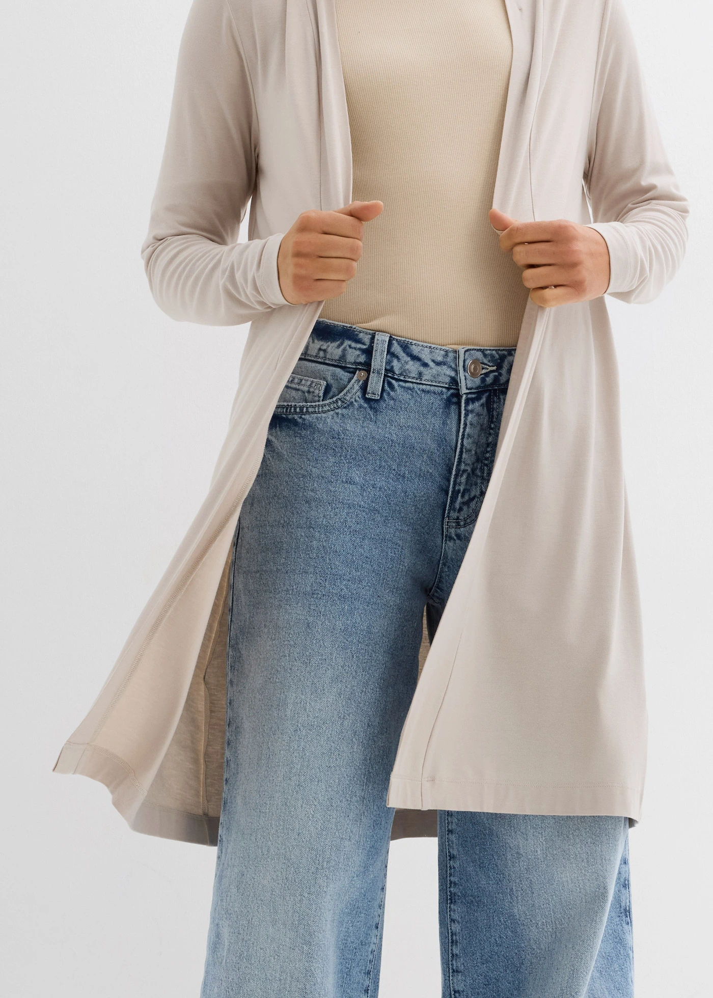 Gilet long et doux • grès • Boutique bonprix