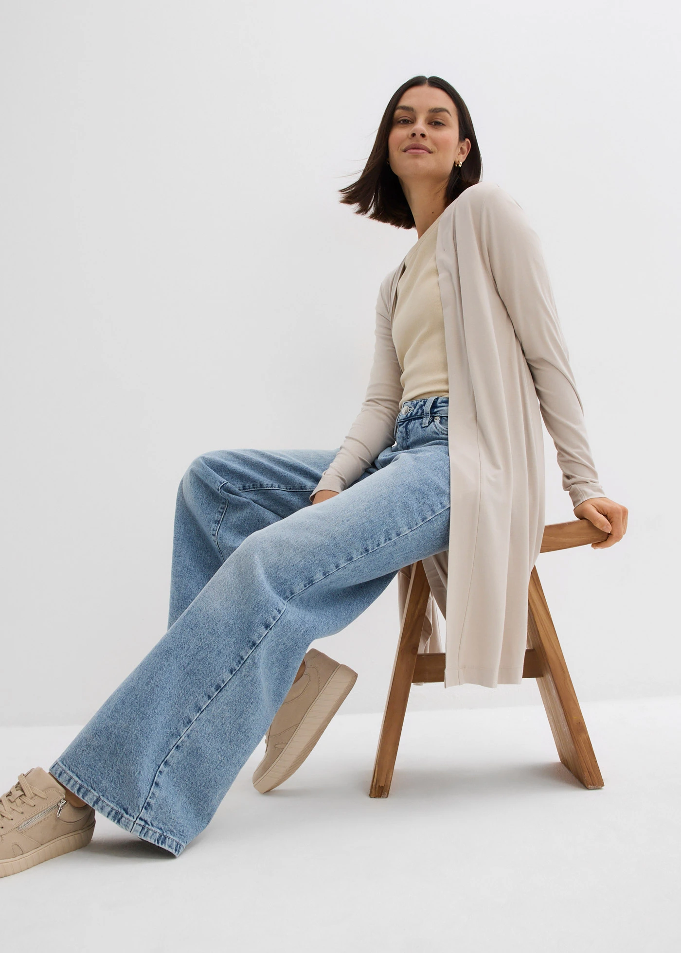 Gilet long et doux • grès • Boutique bonprix