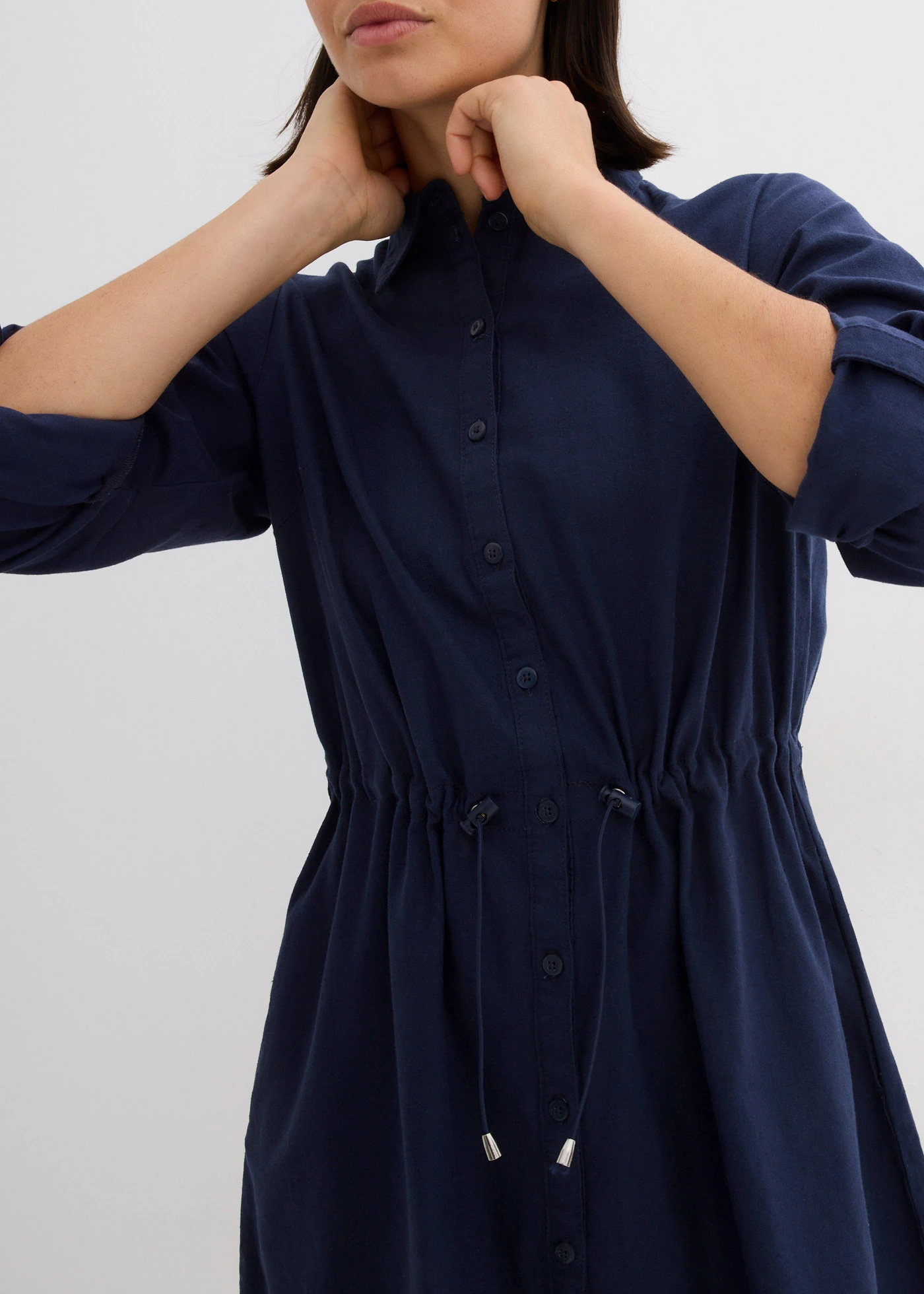 Szmizjerka z mieszanki lnu i bawełny • ciemnoniebieski • sklep bonprix