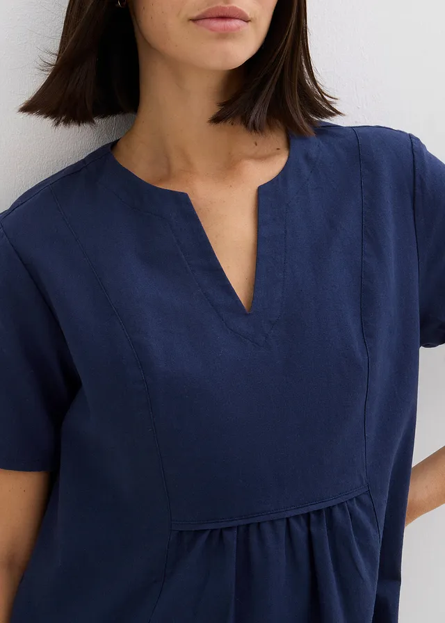 Robe-tunique à poches en lin et coton • bleu foncé • product-page.page-title-suffix