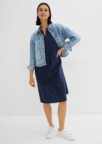 Robe-tunique à poches en lin et coton • bleu foncé • Boutique bonprix