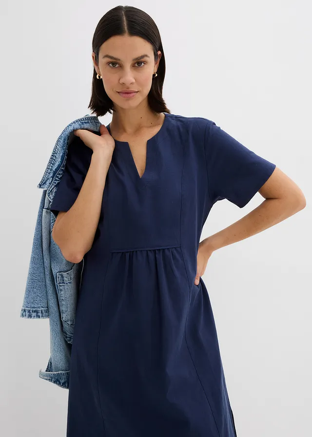 Robe-tunique à poches en lin et coton • bleu foncé • product-page.page-title-suffix