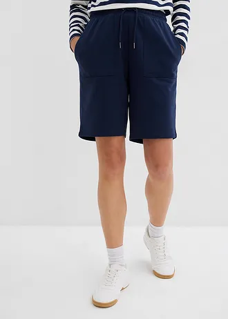 Sweat short met zakken, Kleur: donkerblauw