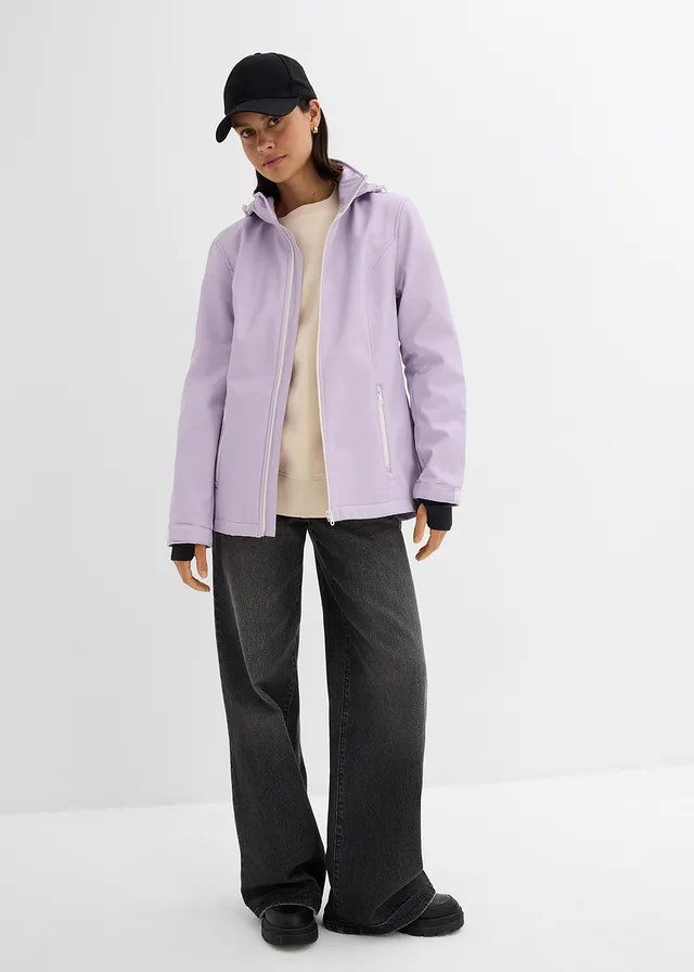 Softshell jas, waterafstotend zacht lila-wolwit mêlee