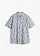 Chemise manches courtes, 100% coton, Couleur: bleu fumé-crème floral