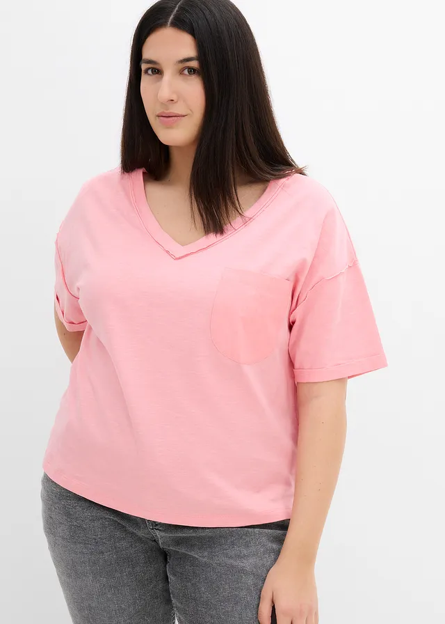 Oversized shirt van puur katoen, Kleur: soft roze