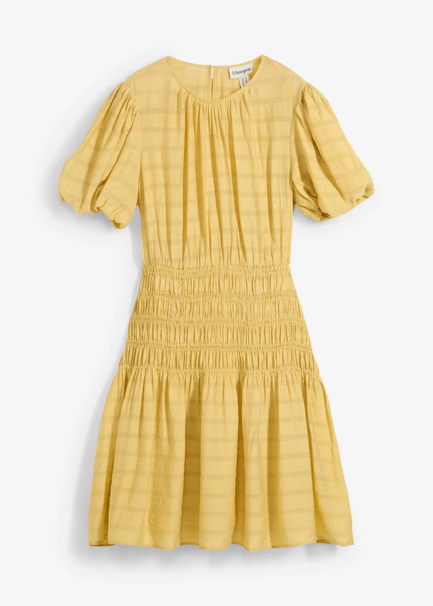 Mini jurk met gesmokt inzetstuk • geel • bonprix online shop