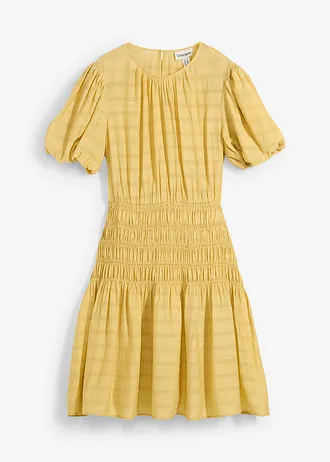 Mini jurk met gesmokt inzetstuk • geel • bonprix online shop