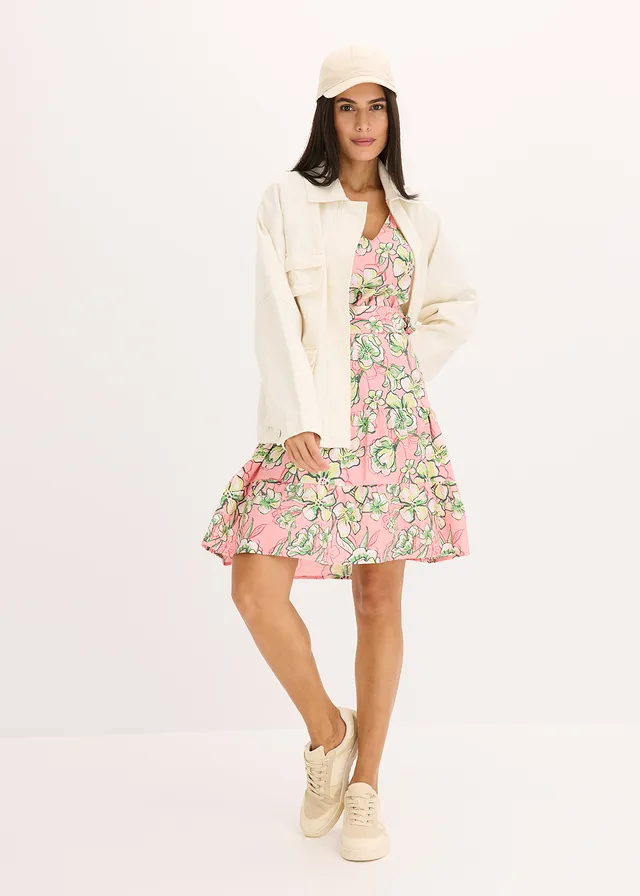 Robe courte en douce viscose mélangée • rose pâle floral • product-page.page-title-suffix
