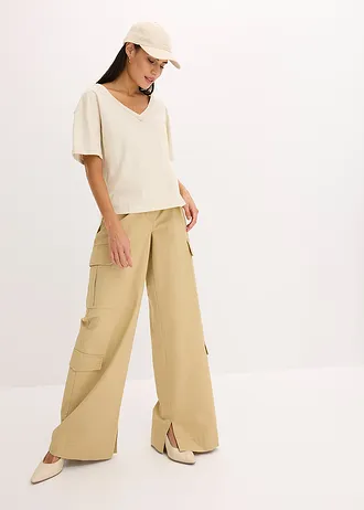 Bluzka oversize z czystej bawełny • kremowy • sklep bonprix