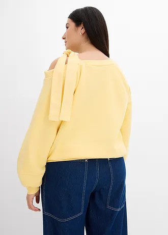 Wijde one shoulder sweater, Kleur: lichtgeel