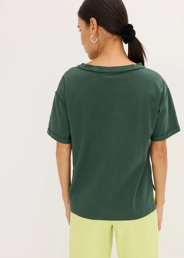 Bluzka oversize z czystej bawełny • cienisty zielony • sklep bonprix