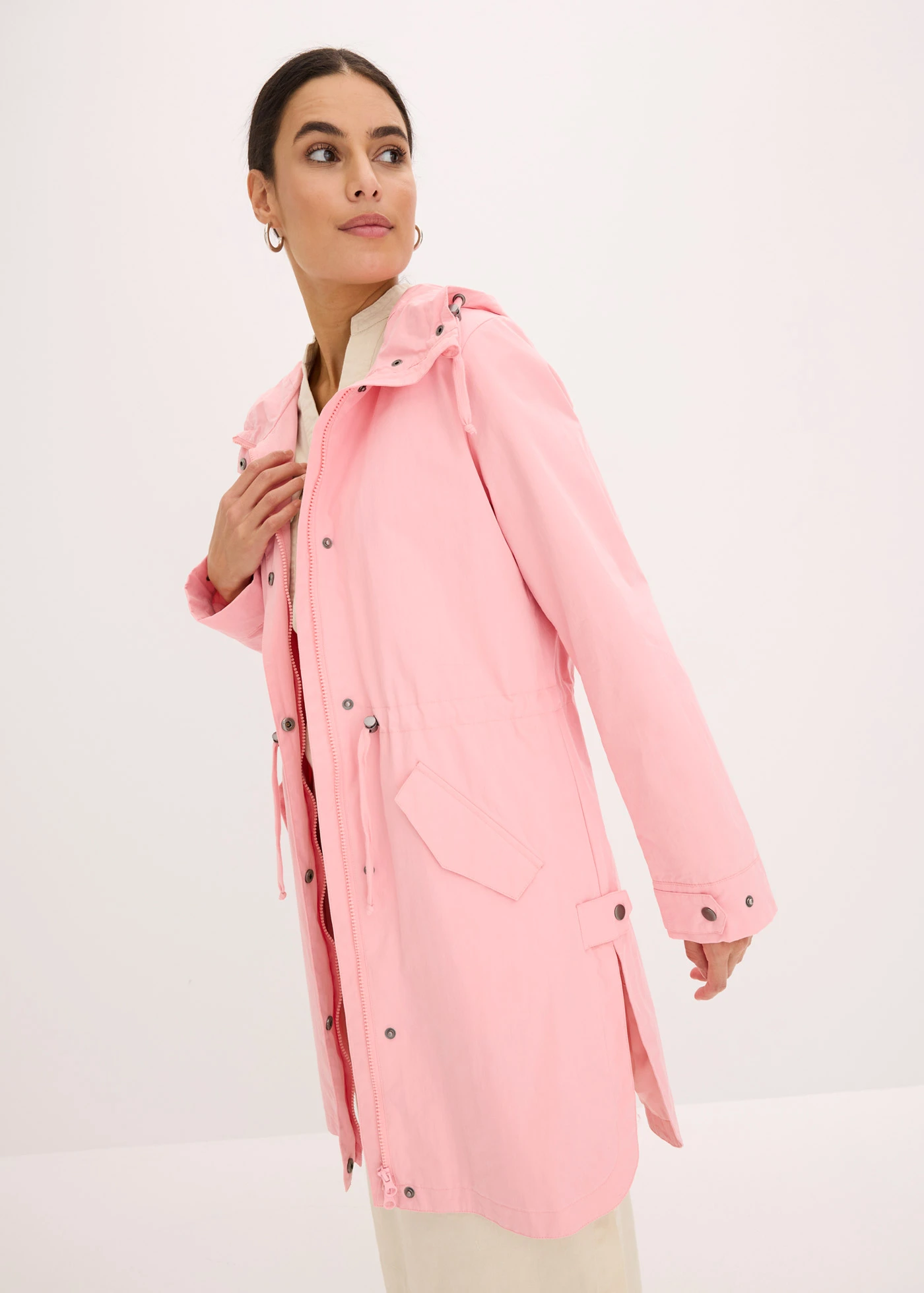 Dlouhá parka s kapucí • jemně růžová • bonprix obchod