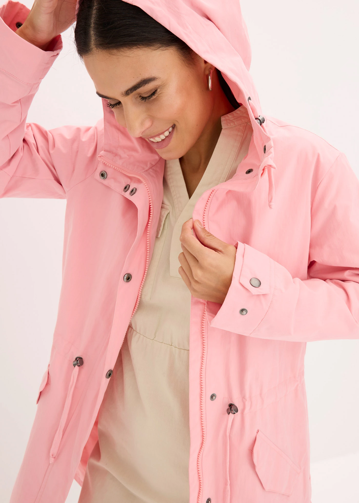 Dlouhá parka s kapucí • jemně růžová • bonprix obchod