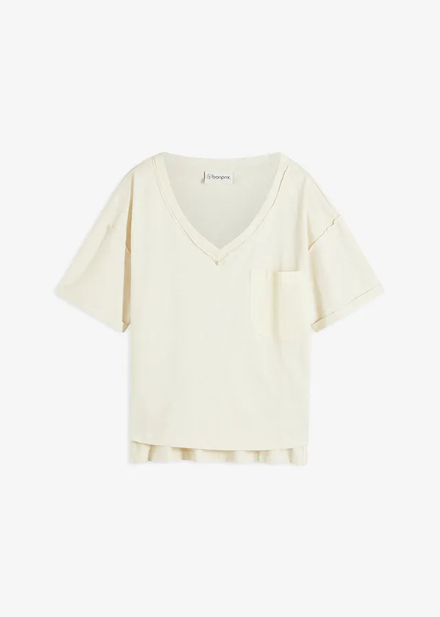 Oversized shirt van puur katoen, Kleur: ecru