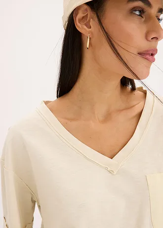 Bluzka oversize z czystej bawełny • kremowy • sklep bonprix