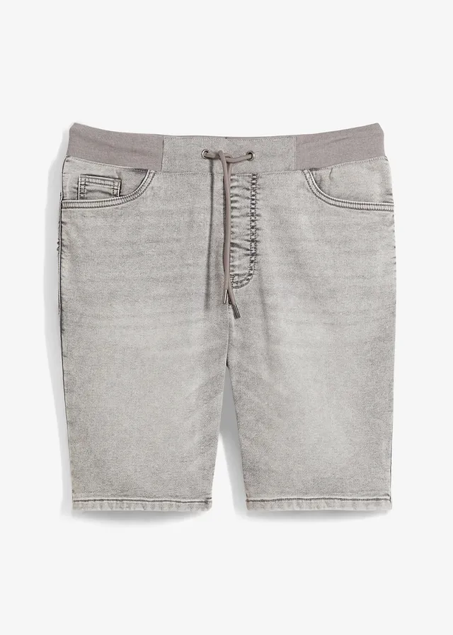 Bermude de blugi cu șiret și elastic în talie, Regular Fit