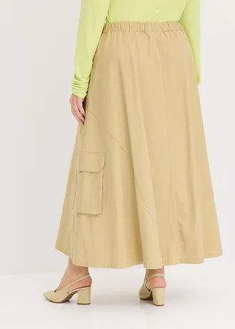 Jupe cargo 100% coton, Couleur: beige vert