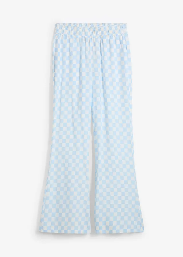 Pantaloni marlene din viscoză fluidă, cadrilați