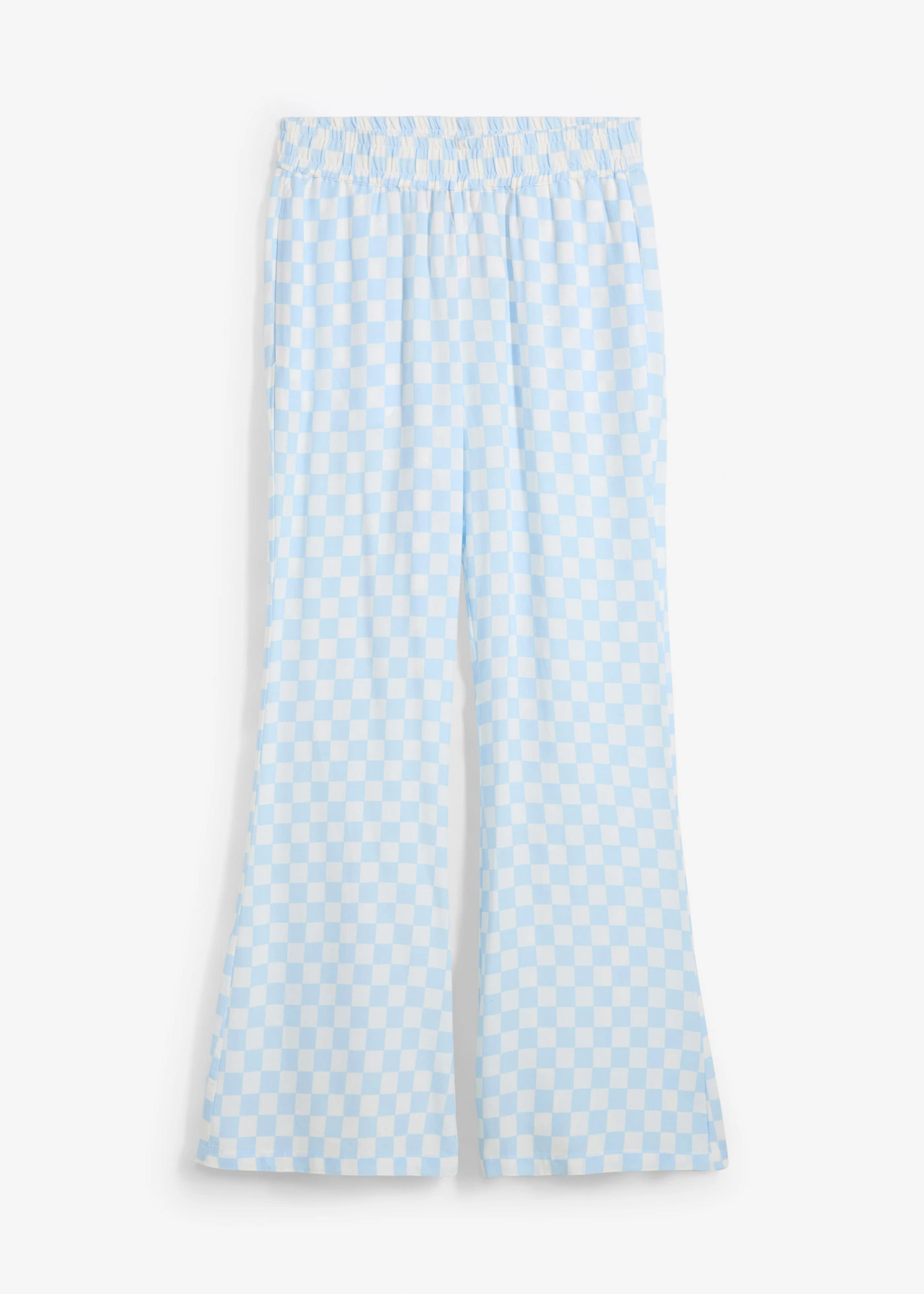 Kockás Marlene nadrág puha viszkózból • jégkék-gyapjúfehér kockás • bonprix áruház