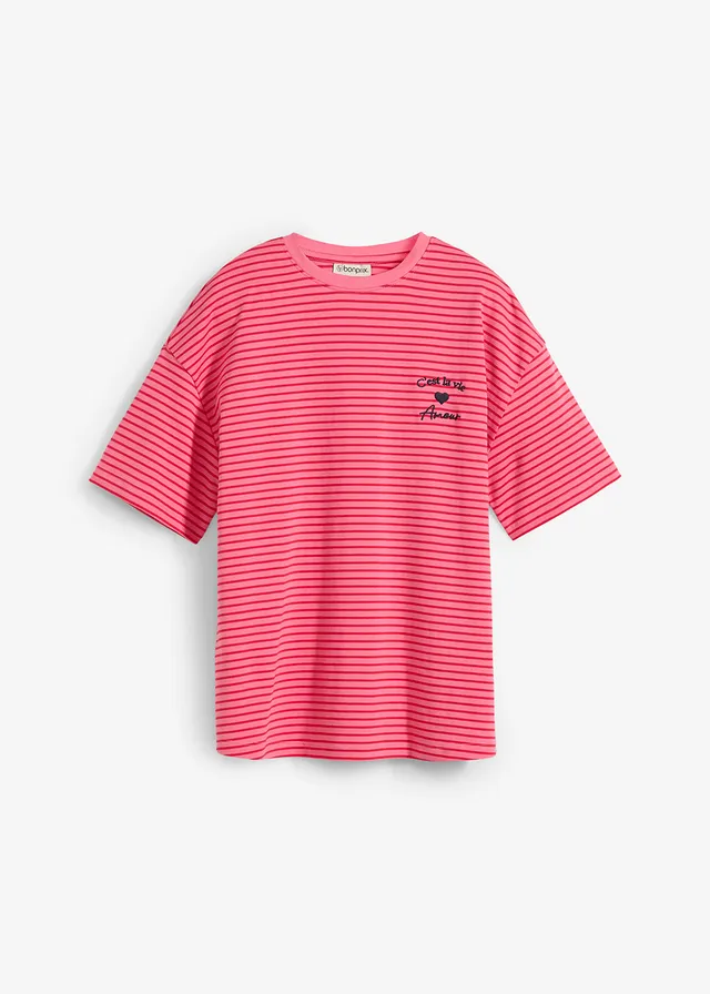 Tricou în dungi, cu broderie