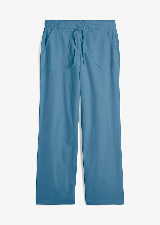 Pantalon large en lin et coton