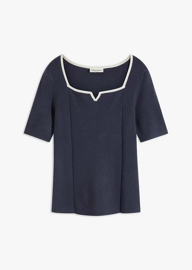 Pulóver s krátkym rukávom a kontrastným lemom