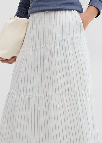 Proužkovaná dlouhá sukně z čisté bavlny • ledově modro-přírodní bílá s proužky • bonprix obchod