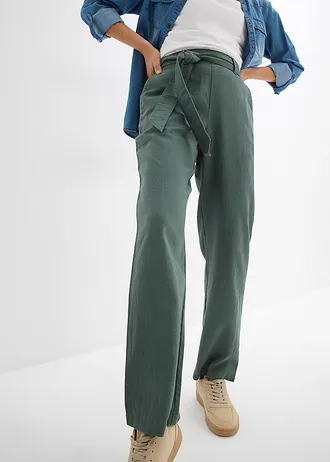Pantalon léger à taille élastiquée • vert eucalyptus • Boutique bonprix