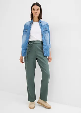 Pantalon léger à taille élastiquée • vert eucalyptus • Boutique bonprix