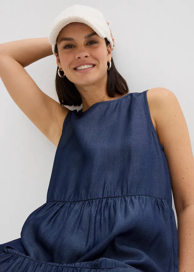 Midi jurk van gladde Lyocell • donkerblauw • product-page.page-title-suffix