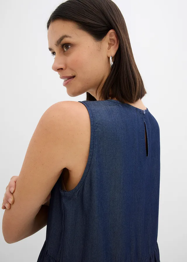 Midi jurk van gladde Lyocell • donkerblauw • product-page.page-title-suffix